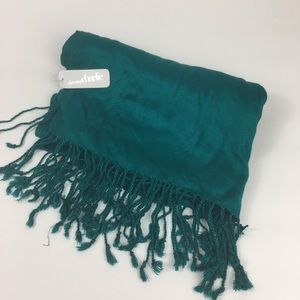 Charming Charlie Teal Scarf Fringe Hem
